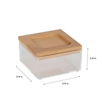 Simplify Bamboo Lid Square Clear Organizer