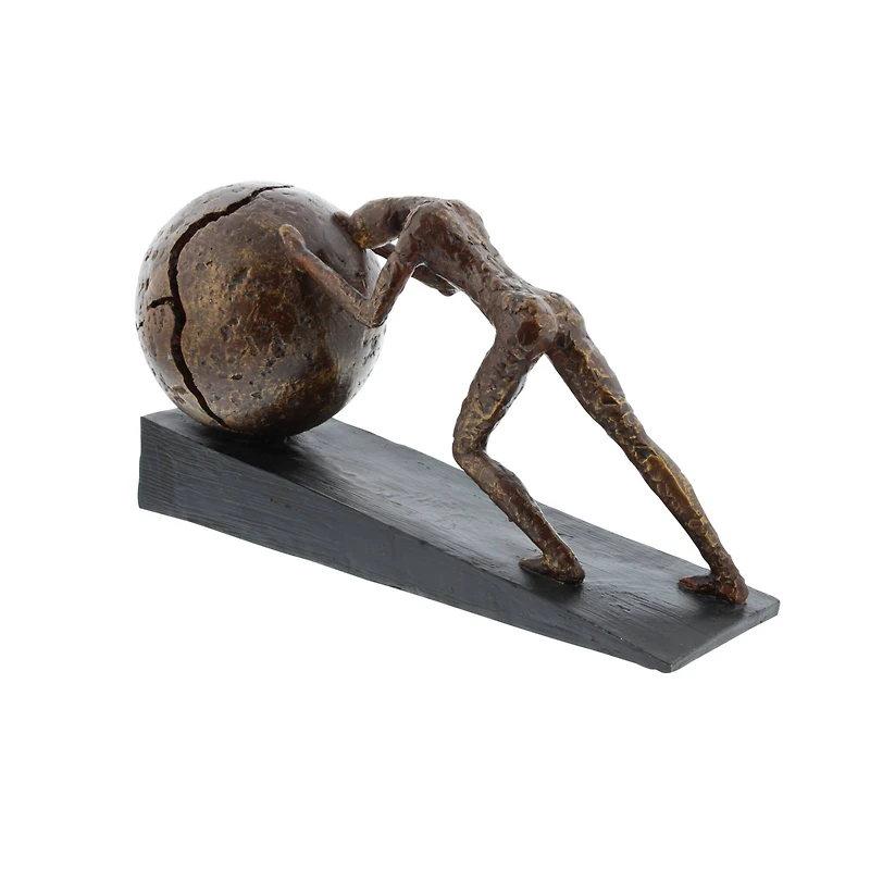 15" Brown Sisyphus Abstract Human Figurine Sculpture