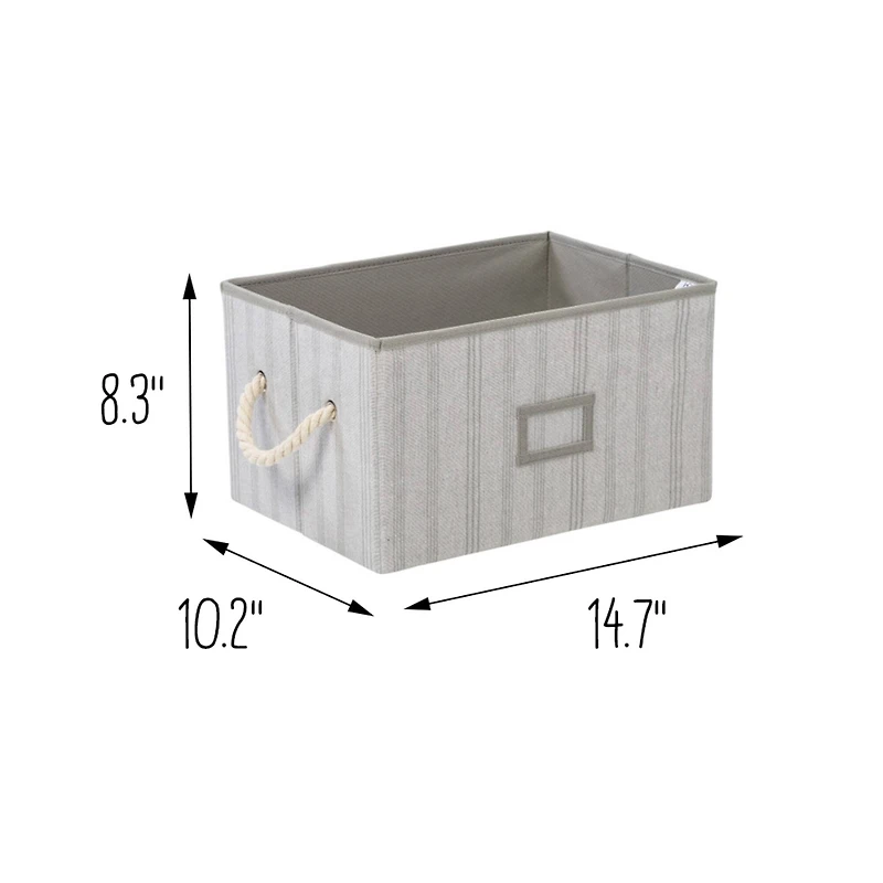 Honey Can Do Gray Stripes Large Collapsible Fabric Storage Bins with Handles, 3ct.