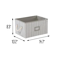 Honey Can Do Gray Stripes Large Collapsible Fabric Storage Bins with Handles, 3ct.