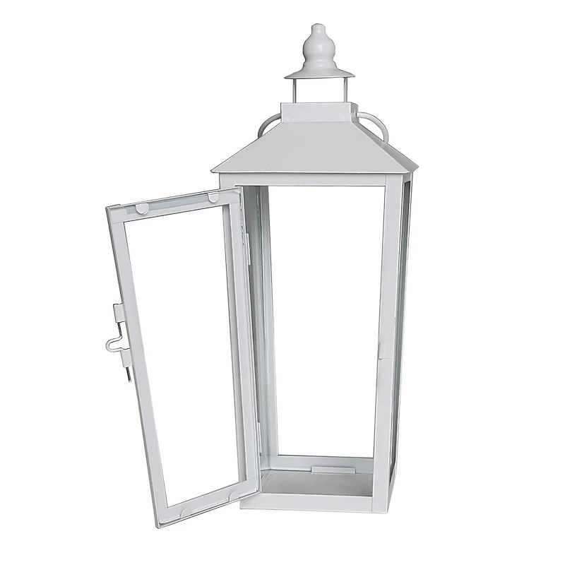 15.7" White Metal Lantern by Ashland®