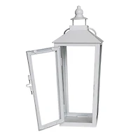 15.7" White Metal Lantern by Ashland®