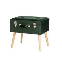 Glitzhome® Velvet Upholstered Storage Stool