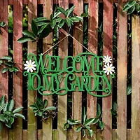 Glitzhome® 24" Welcome to my Garden Metal Cutout Wall Décor