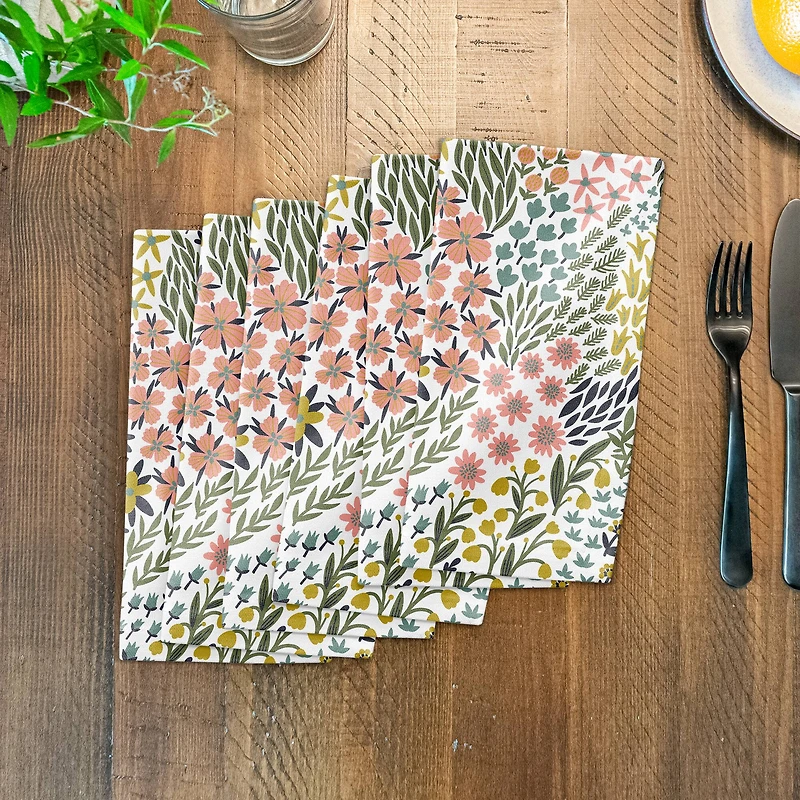 Funky Floral 10" x 10" Cotton Twill Napkin