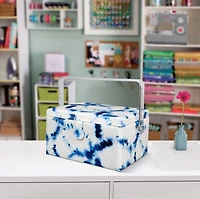 SINGER® Large Blue & White Tie Dye Print Sewing Basket with Sewing Kit