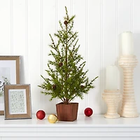 28" Unlit Alpine Artificial Potted Christmas Tree
