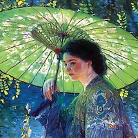 Design Toscano 17.5" The Green Parasol Canvas Replica Painting