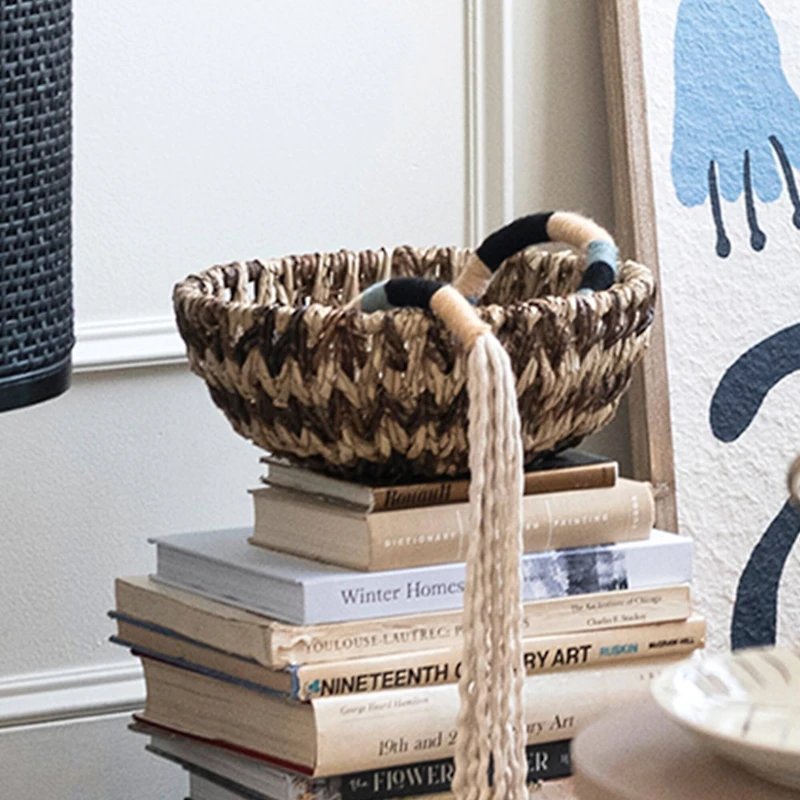 Hello Honey® 12.5" Brown Woven Buri & Banana Fiber Basket Organizer