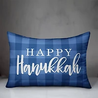 Happy Hanukkah Buffalo Check 14x20 Spun Poly Pillow