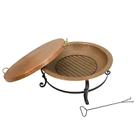 32" Copper Fire Pit with Stand & Tray Cover