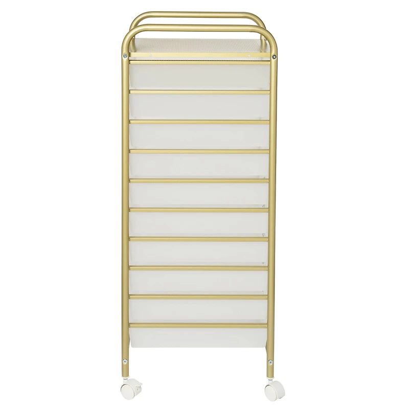 Honey Can Do 10-Drawer Gold Rolling Storage Cart