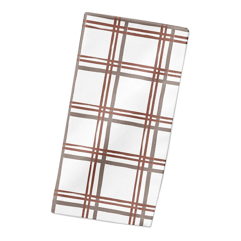 Holiday Plaid on White Cotton Twill Napkin