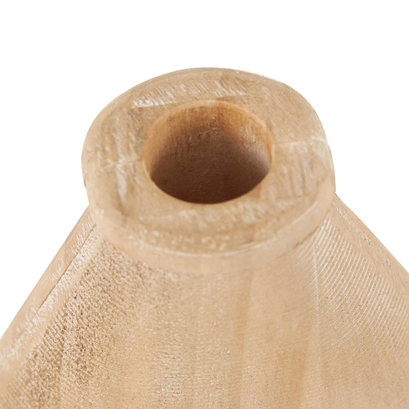 Brown Wood Teardrop Vase with Cutout Center Set