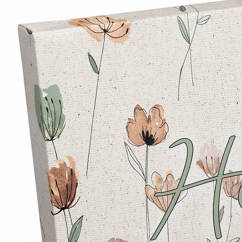 Earthy Botanical Doodles 10" x 20" Canvas Wall Art