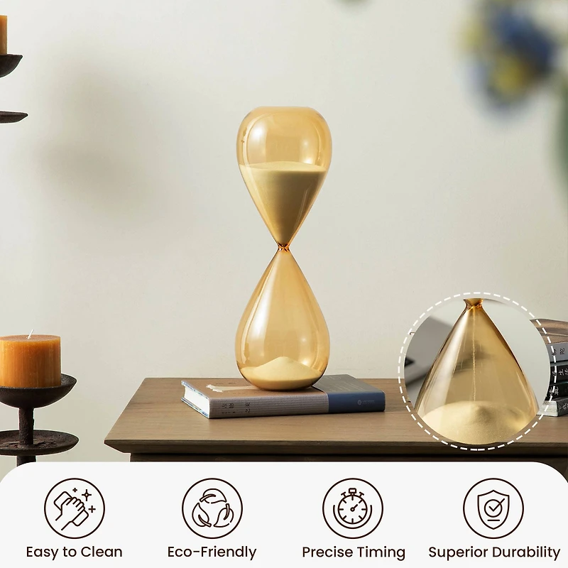 Glitzhome® 13.5" Modern Double-Layered Amber Hourglass with White Sand