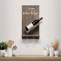 Elegant Designs Wall Mounted Wine Bottle Shelf & Glass Holder