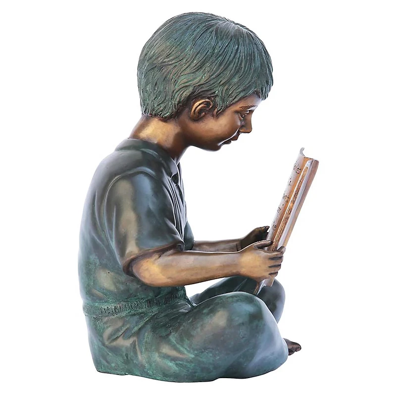 Design Toscano 12" Story Book Boy Bronze Garden Statue