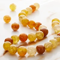 Yellow Crackled Agate Round Beads by Bead Landing