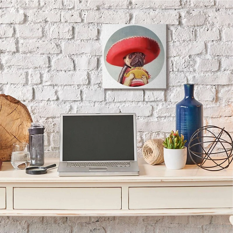 Stupell Industries Pug in Sombrero with Taco Wall Accent