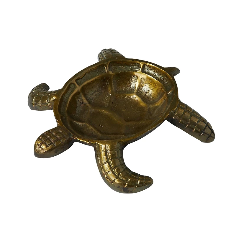 Hello Honey® 8.5" Antique Gold Finished Coastal Aluminum Tortoise Serving Dish