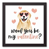 Woof you be my Valentine 13.73" x 13.73" Black Framed Canvas