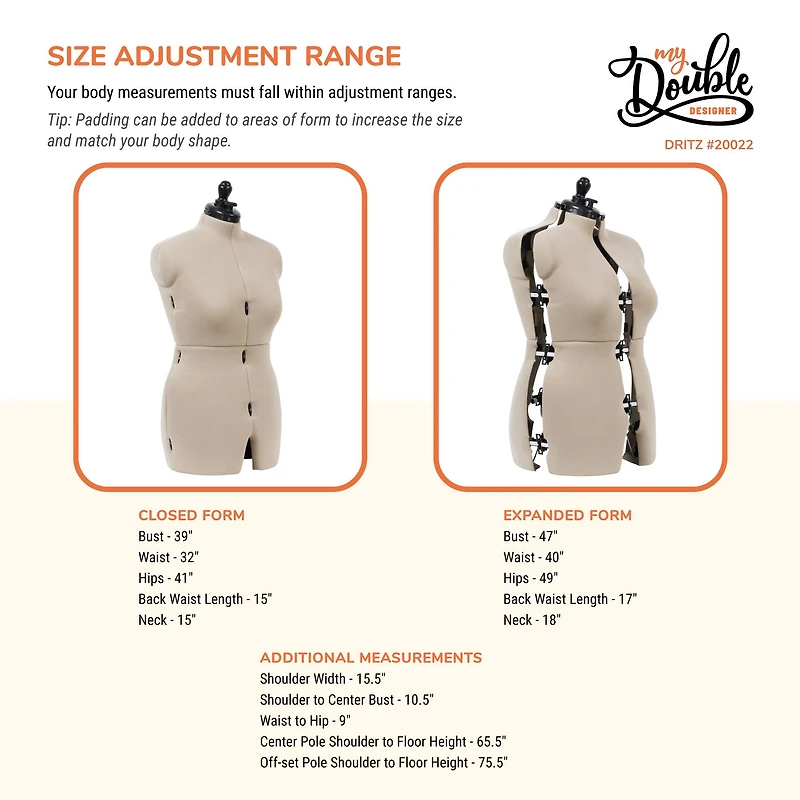 Dritz® My Double Designer Medium Dress Form with Adjustable Tri-Pod Stand