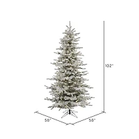8.5ft. Pre-Lit Slim Flocked Sierra Fir Artificial Christmas Tree, Pure White Dura-Lit® LED Lights