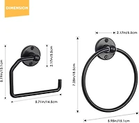 Stainless Steel Towel Rings & Toilet Paper Holder Set