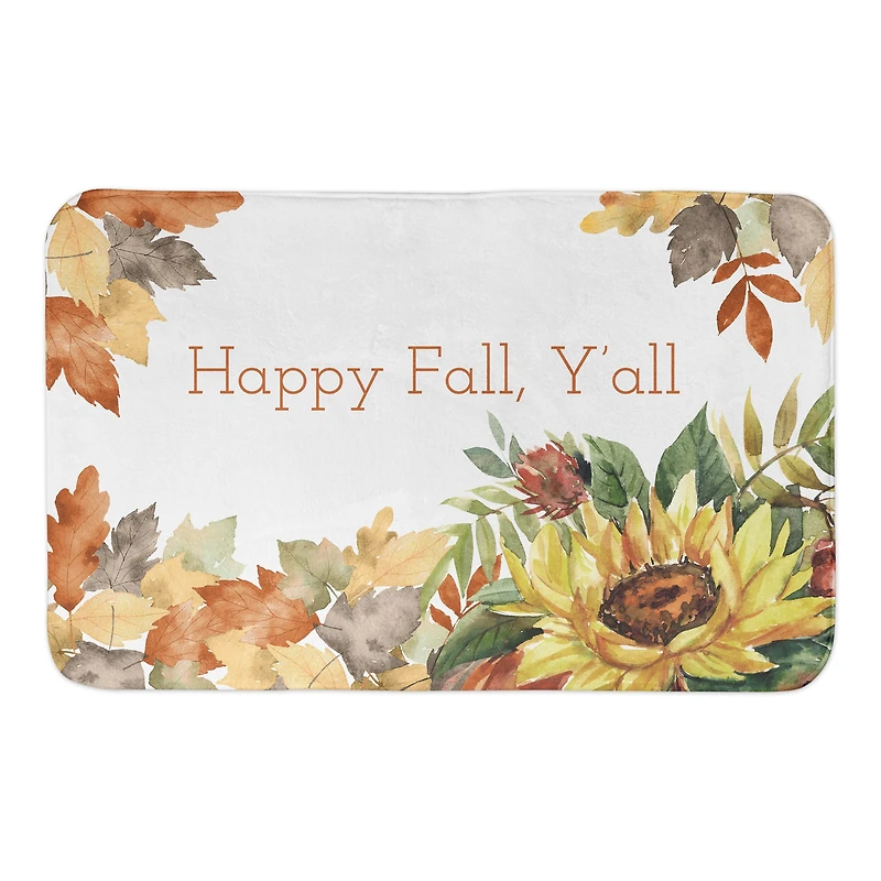Floral Happy Fall Y'all Bath Mat