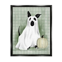 Stupell Industries Dog Ghost Halloween Costume Framed Floater Canvas Wall Art