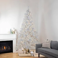 6.5ft. Pre-Lit Seneca White Spruce Artificial Christmas Tree, Dual Function LED Lights