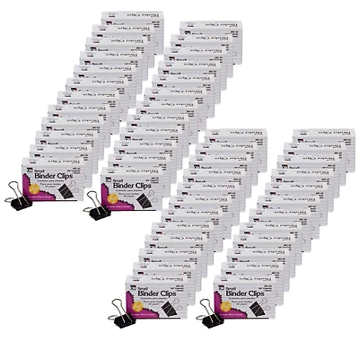 Charles Leonard 3/8" Black Binder Clips, 48 Packs of 12