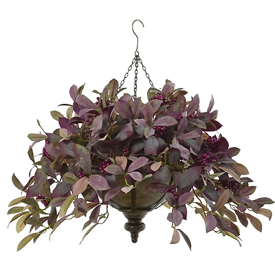 23" Fall Laurel Leaf with Berries Hanging Basket