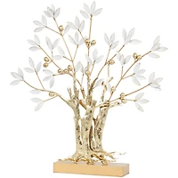 2ft. Gold Metal Tree Sculpture with White Leaves