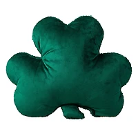 Glitzhome® 14" St. Patrick's Hooked Shamrock-Shaped Pillow