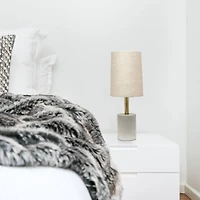 Lalia Home 18" Antique Brass Concrete Table Lamp with Linen Shade