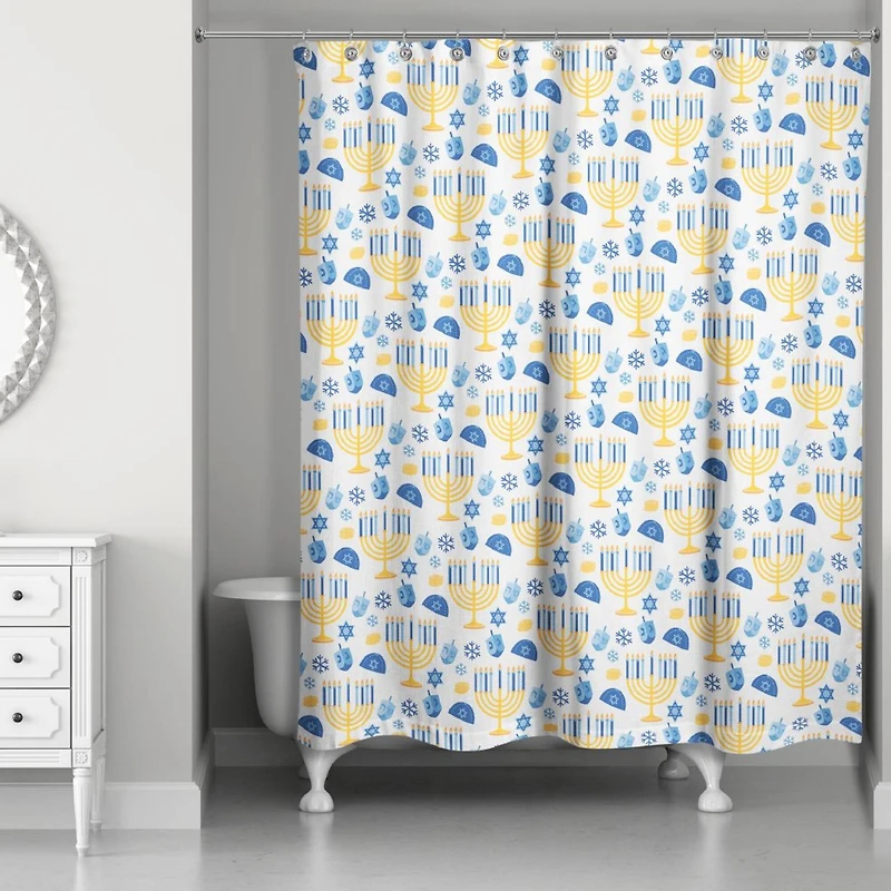 Hanukkah Menorah Pattern Shower Curtain