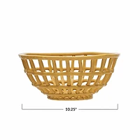 Hello Honey® 10" Handmade Reactive Glaze Stoneware Basket Bowl