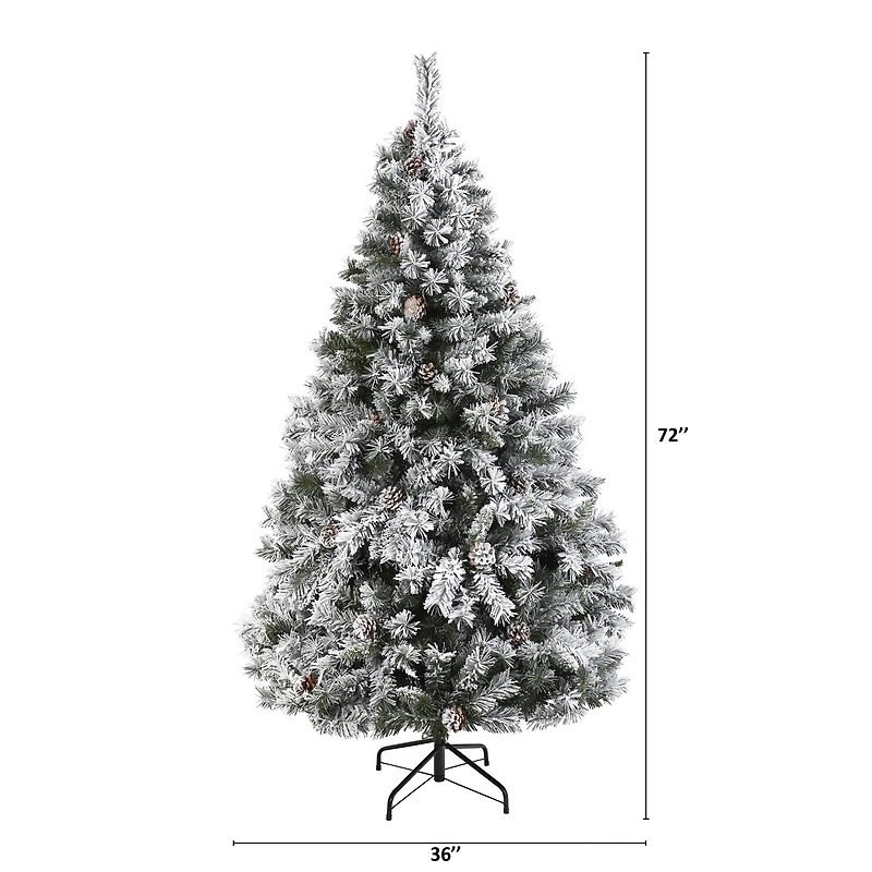 6ft. Unlit Flocked White River Mountain Pine & Pinecones Artificial Christmas Tree