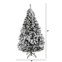 6ft. Unlit Flocked White River Mountain Pine & Pinecones Artificial Christmas Tree