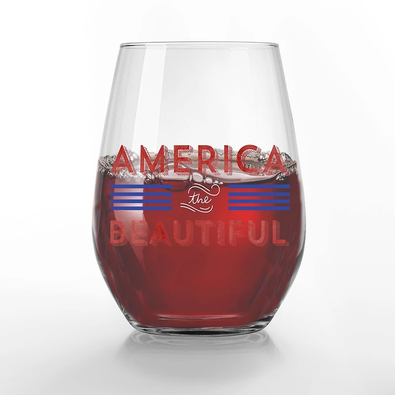 15oz. America the Beautiful Printed Wine Glass