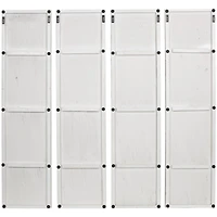 CosmoLiving by Cosmopolitan Wooden White Handmade Carved Panel Geometric Wall Art with Looped Sand Art Design, Set of 4