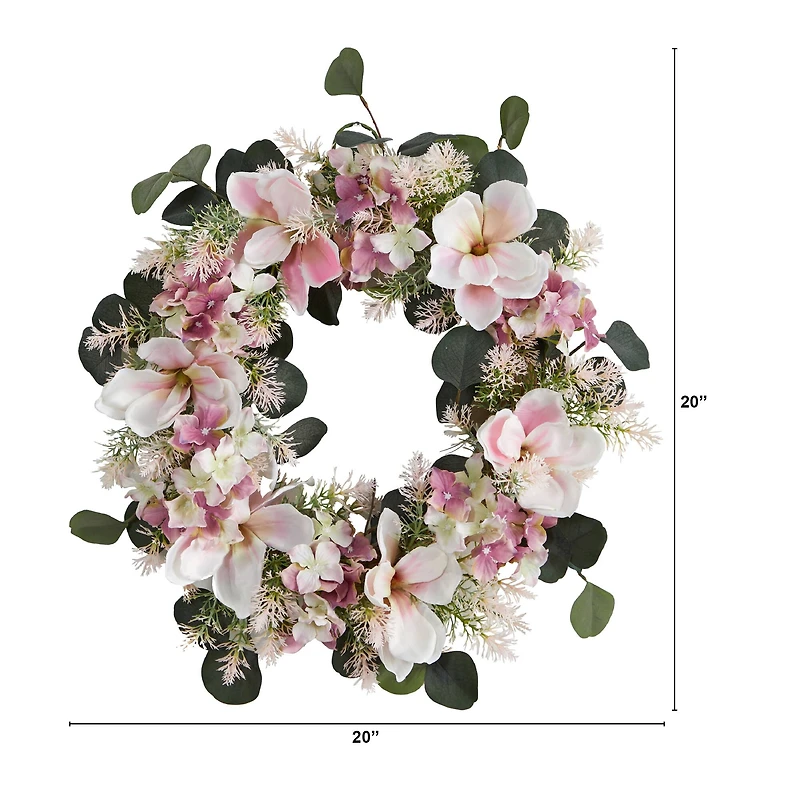 20" Hydrangea & Magnolia Wreath