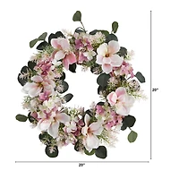 20" Hydrangea & Magnolia Wreath