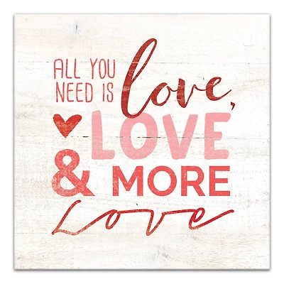 Love Type Distressed 12" x 12" Canvas Wall Art