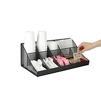 Mind Reader Black 11 Compartment Breakroom Coffee Condiment Organizer