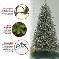 7ft. Pre-Lit Snowy Olallie Pine Artificial Christmas Tree With Pinecones, Clear LED Lights