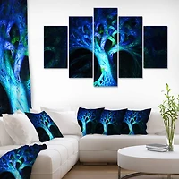 Designart - Magical Blue Psychedelic Tree - Contemporary Canvas Art Print