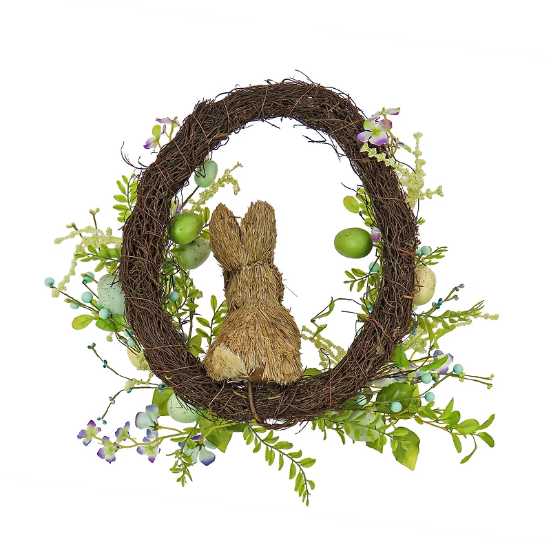 16" Bunny with Blue & Green Easter Eggs Wreath